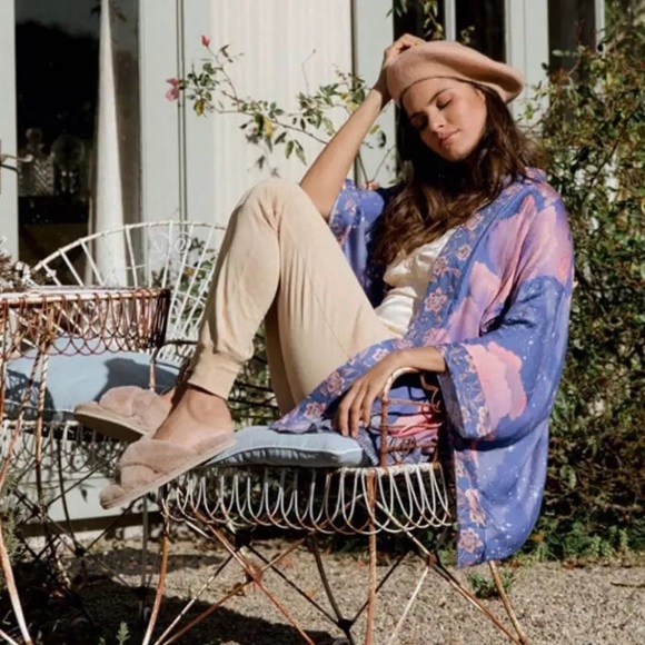 Cosmic Galaxy Moon Boho Short Kimono Robe - Picture 2 of 11